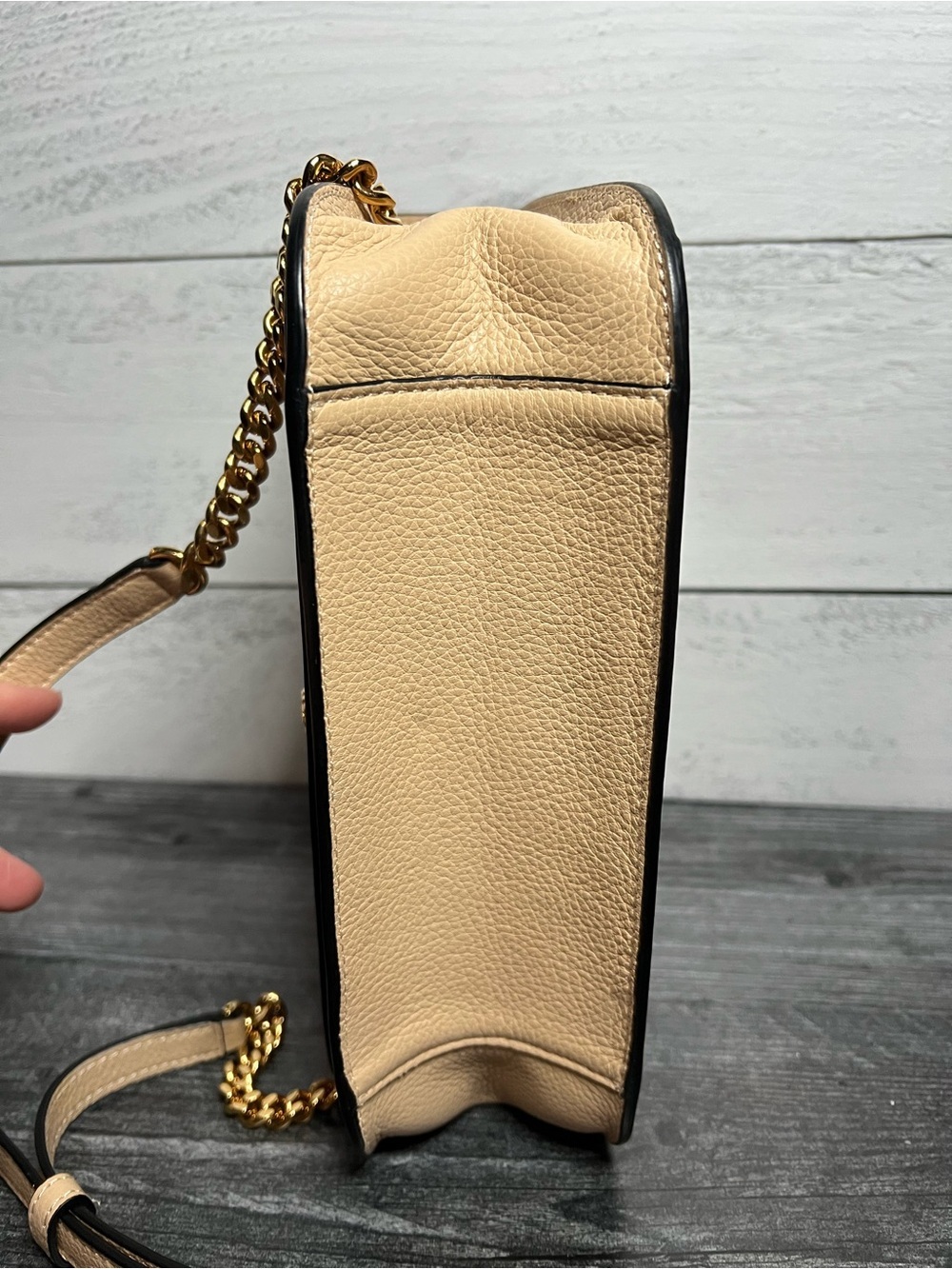 Versace Virtus Beige Crossbody Bag with Gold Chain with COA - Picture 5 of 12